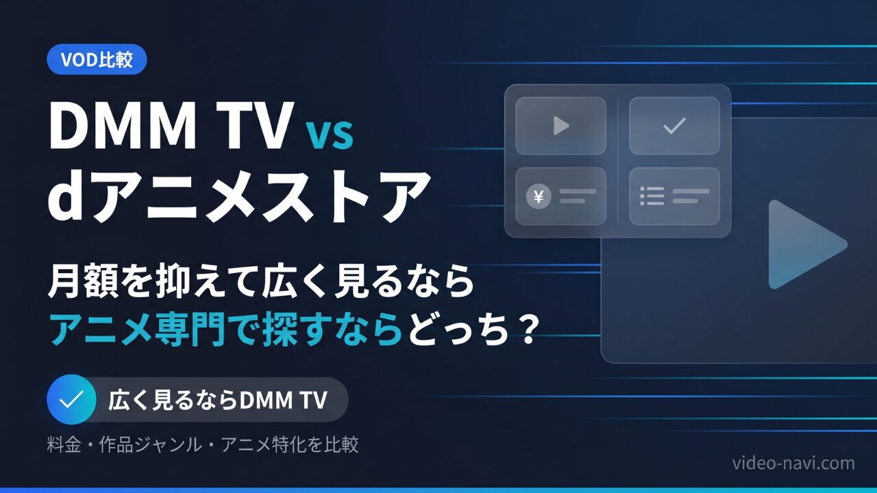 DMM TVとdアニメストアの料金やアニメ視聴向けの違いを比較する記事のアイキャッチ